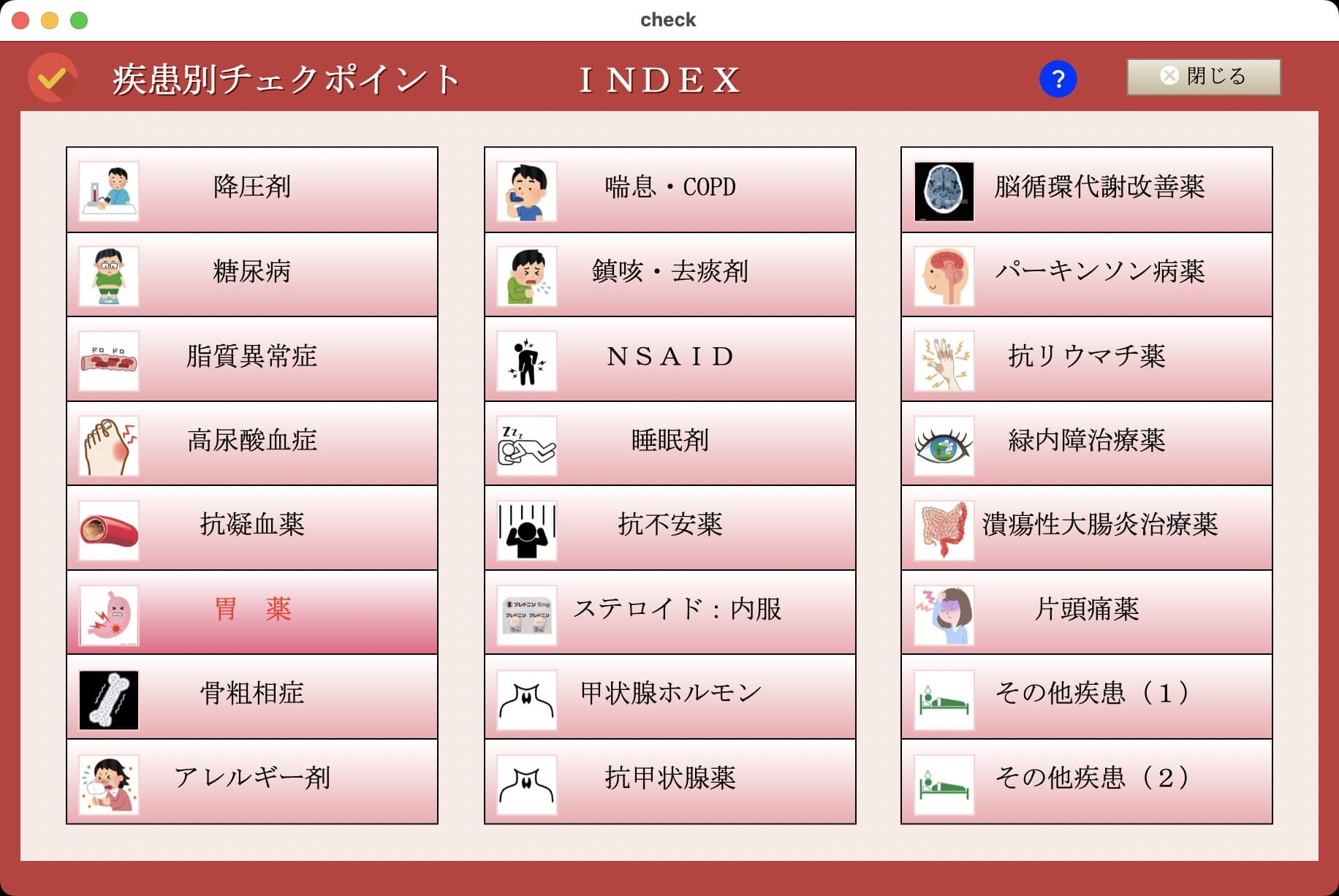 疾患別チェックポイントインデックス