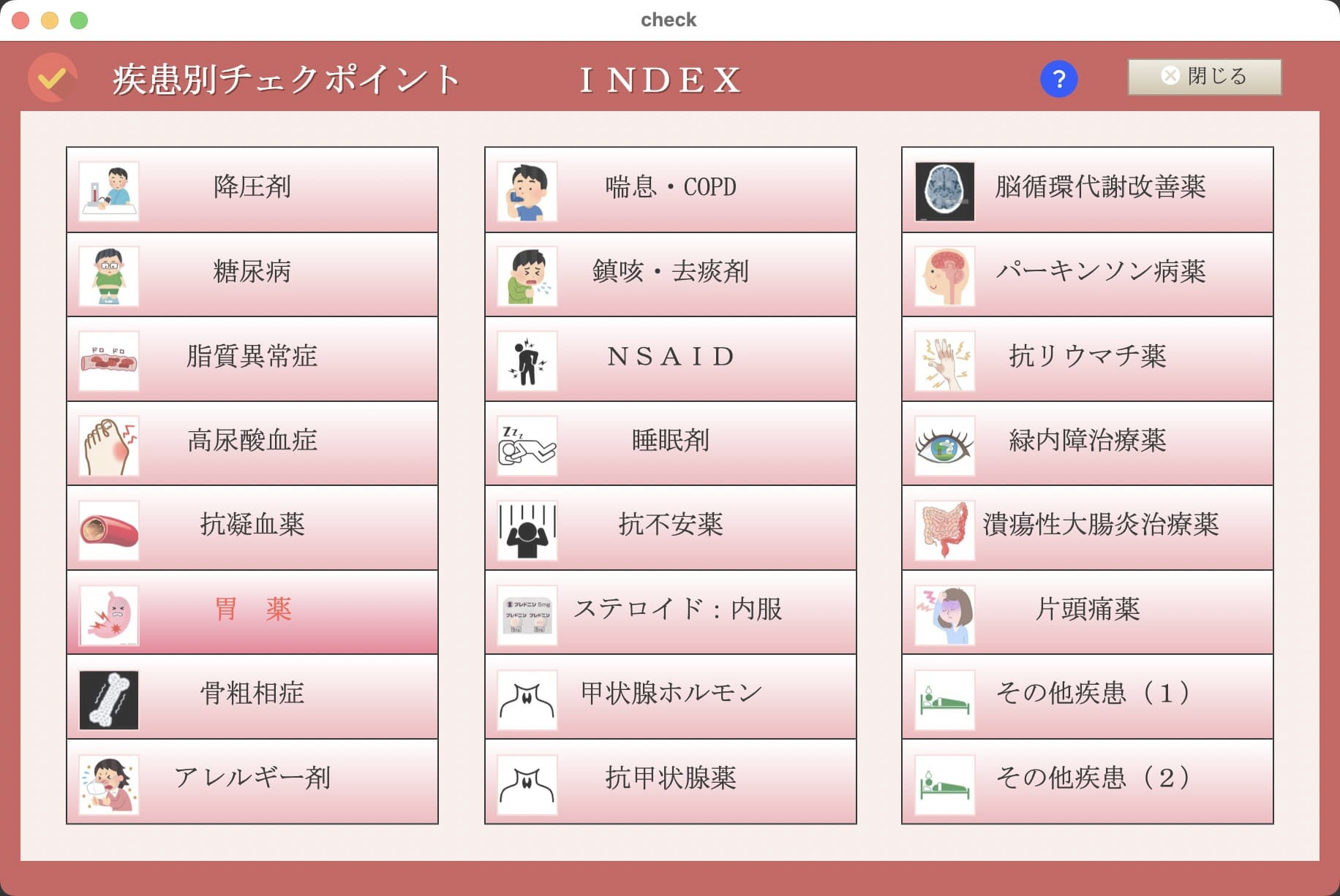 疾患別チェックポイントインデックス