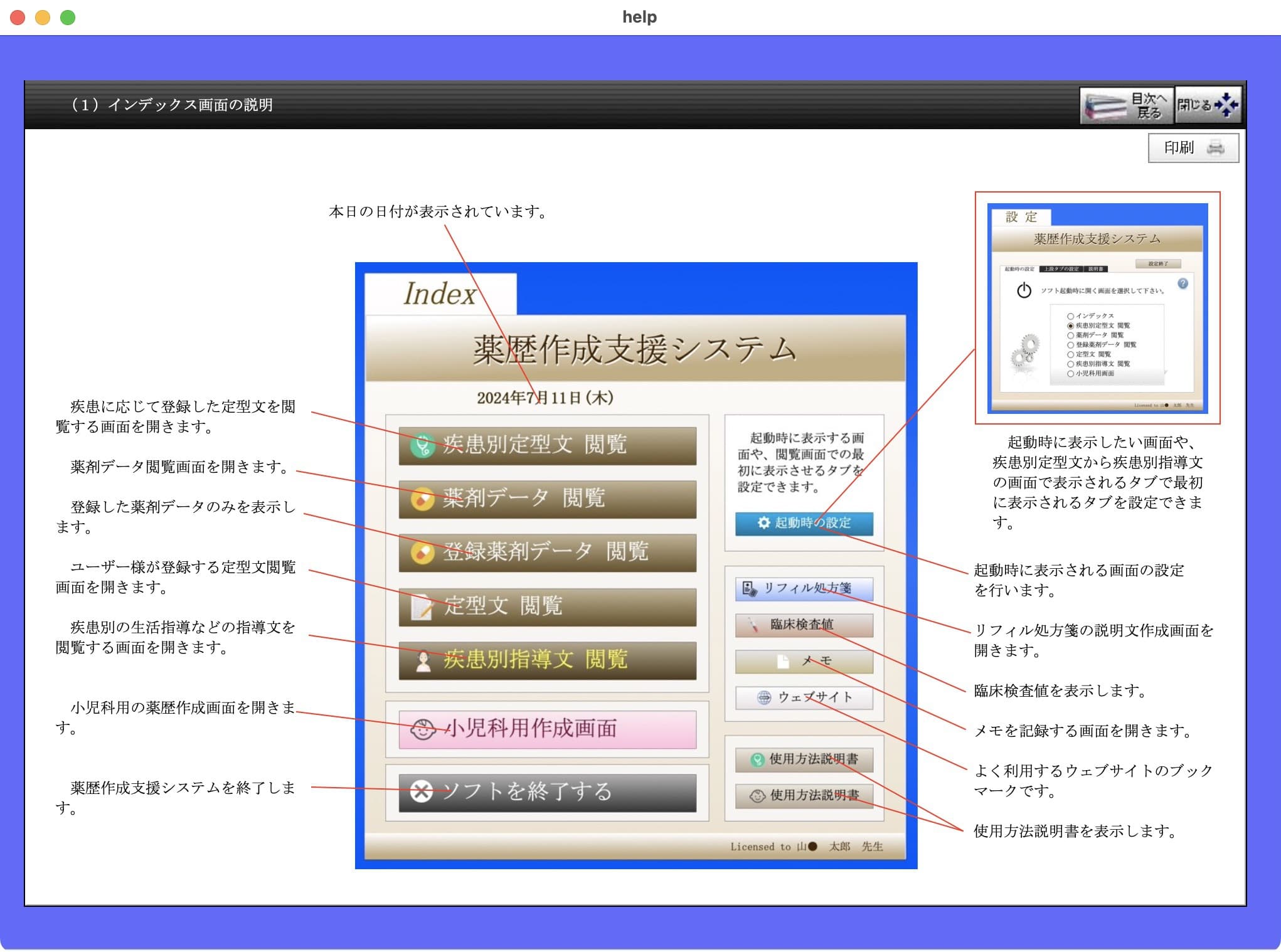 インデックス画面の説明